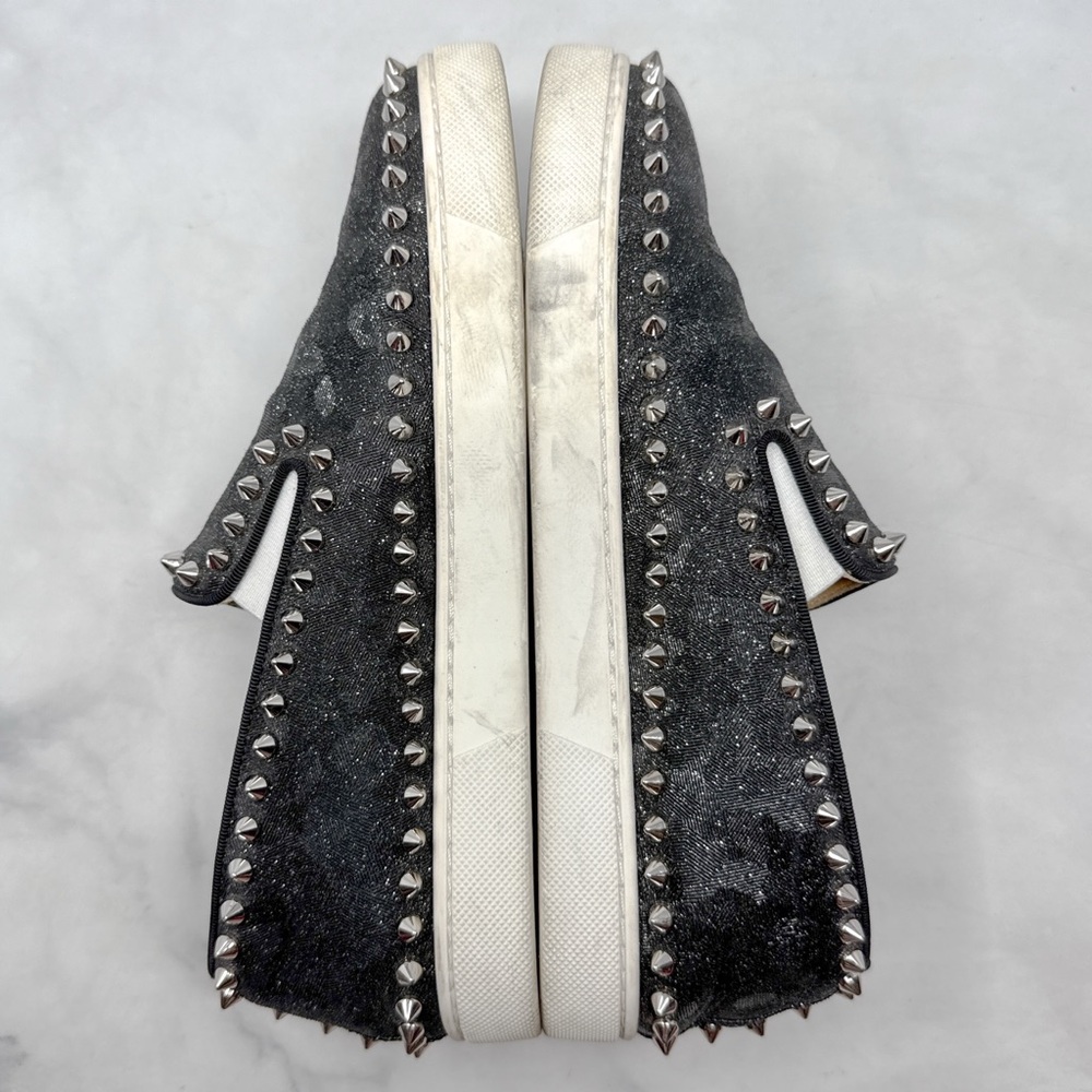 Christian Louboutin Pik Boat Studded Camo Leather Slip On Flat Sneaker Shoes 38 - Picture 6 of 14
